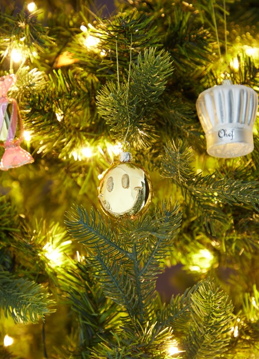 Vondels Smiley kersthanger 6 cm - voorkant 3 goud