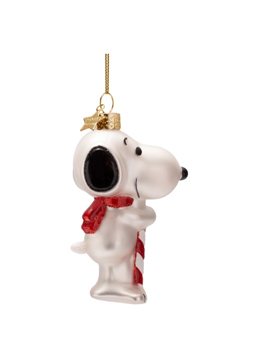 Vondels Snoopy Candy Cane kersthanger 11 cm - detail 2 wit