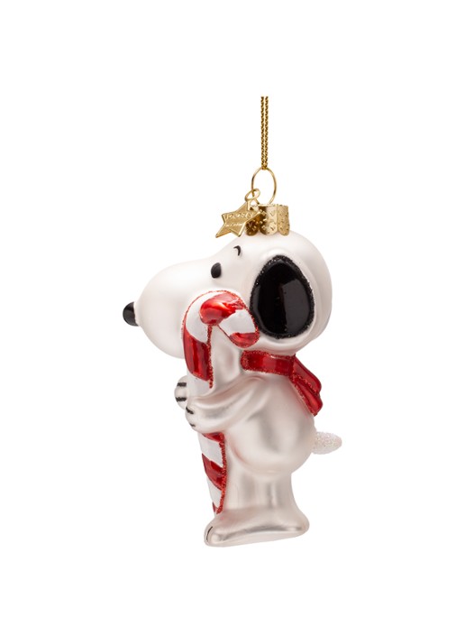 Vondels Snoopy Candy Cane kersthanger 11 cm - voorkant 6 wit