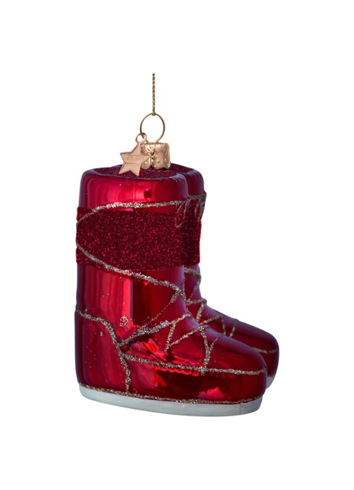 Vondels Snow boots kersthanger 7cm - voorkant 2 rood