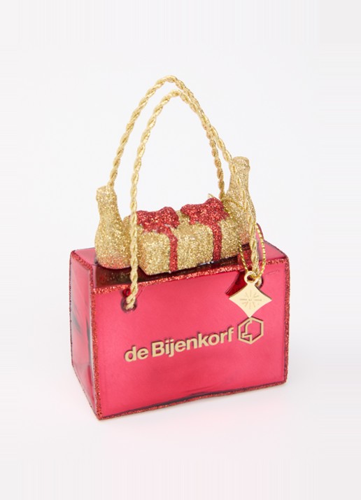 Vondels Special de Bijenkorf bag kersthanger 8 cm - detail 2 rood