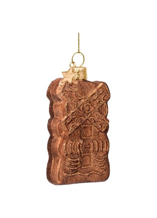 Vondels Speculaas kersthanger 9 cm - detail 2 bruin