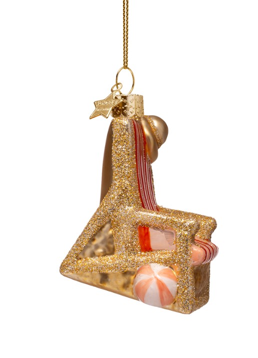 Vondels Strandstoel kersthanger 9 cm - achterkant 2 goud