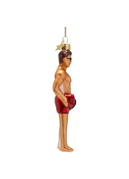 Vondels Strandwacht Man kersthanger 14 cm - detail rood