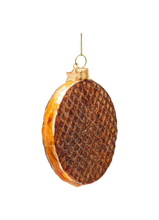 Vondels Stroopwafel kersthanger 9 cm - detail 4 bruin
