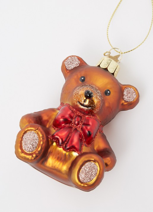 Vondels Teddybear Bow kersthanger 8,5 cm - detail bruin