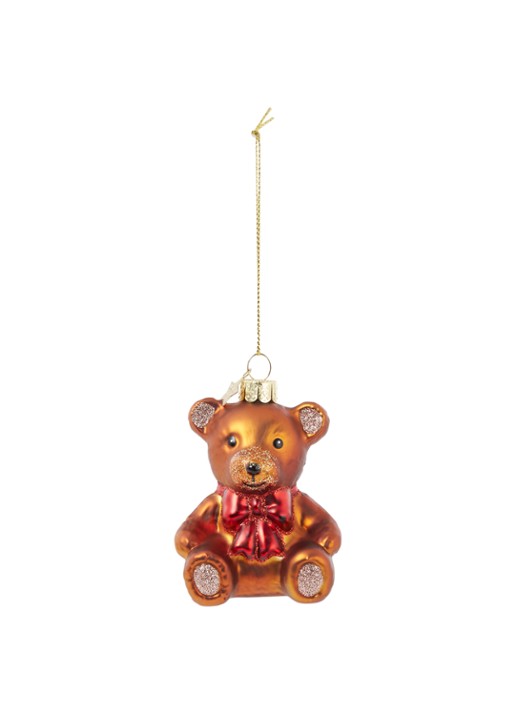 Vondels Teddybear Bow kersthanger 8,5 cm - voorkant 2 bruin
