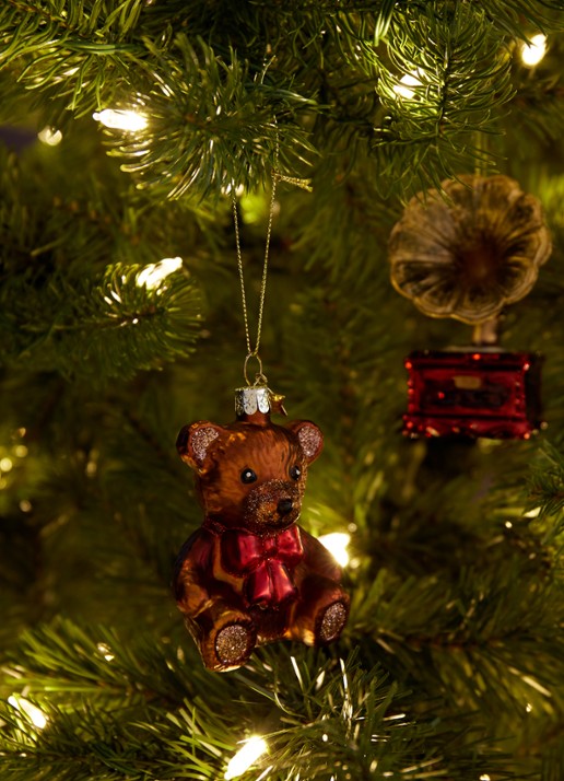Vondels Teddybear Bow kersthanger 8,5 cm - voorkant 3 bruin
