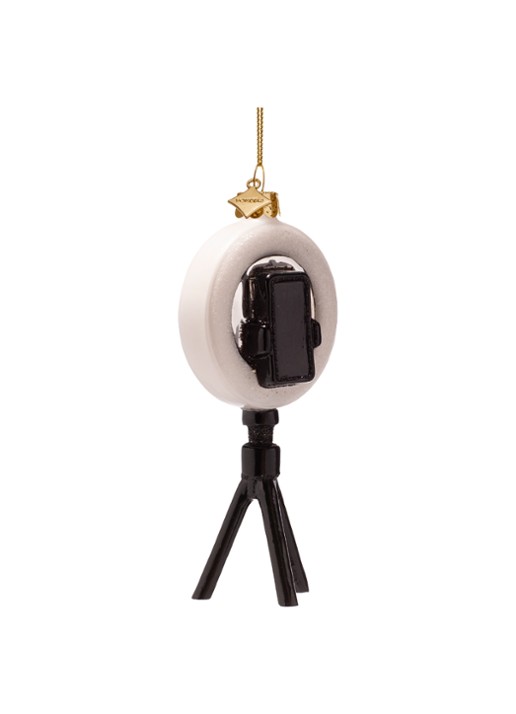 Vondels Telefoon Met Ring Light kersthanger 12,5 cm - detail 3 zwart