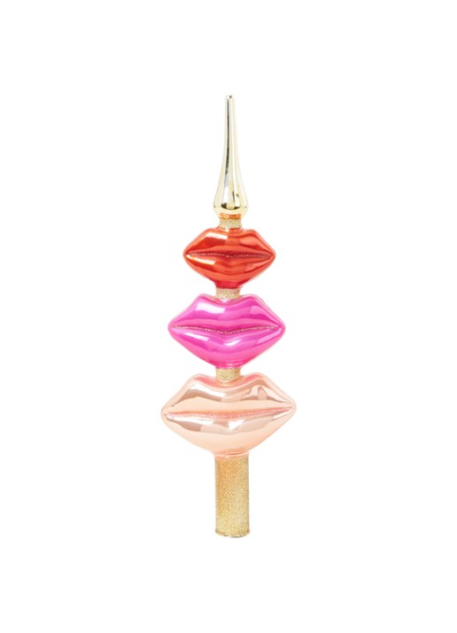 Vondels Tree Topper Glass Lips piek 26 cm - voorkant 2 roze