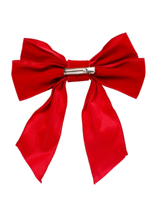 Vondels Velvet bow with clip set of 2 pink 20cm - voorkant 2 rood