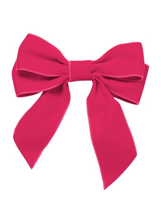 Vondels Velvet bow with clip set of 2 pink 20cm - voorkant 2 roze