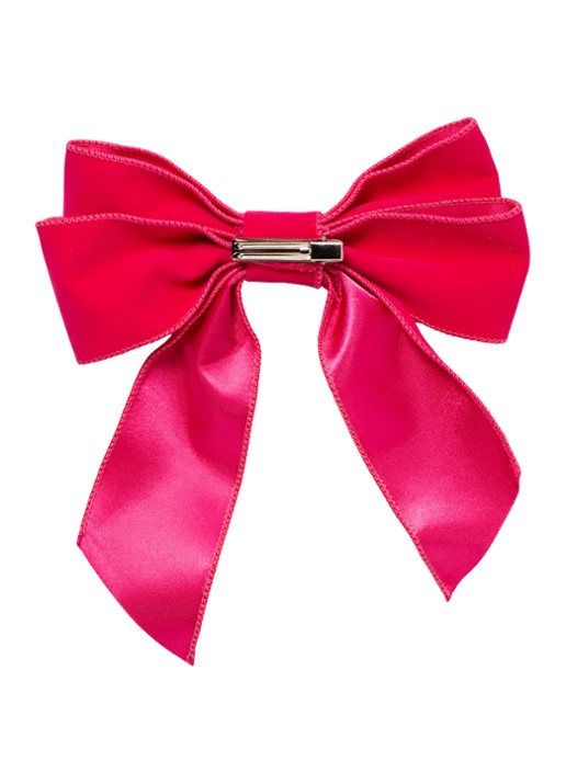 Vondels Velvet bow with clip set of 2 pink 20cm - voorkant 3 roze