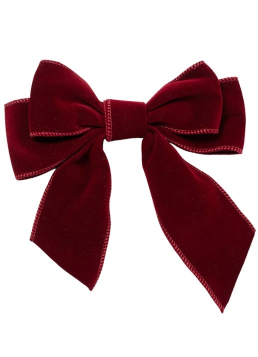 Vondels Velvet bow with clip set of 2 pink 20cm - voorkant bordeauxrood