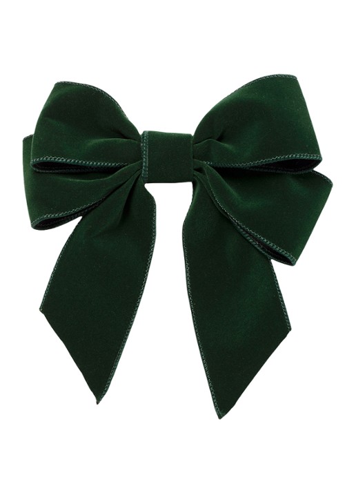 Vondels Velvet bow with clip set of 2 pink 20cm - voorkant 2 donkergroen