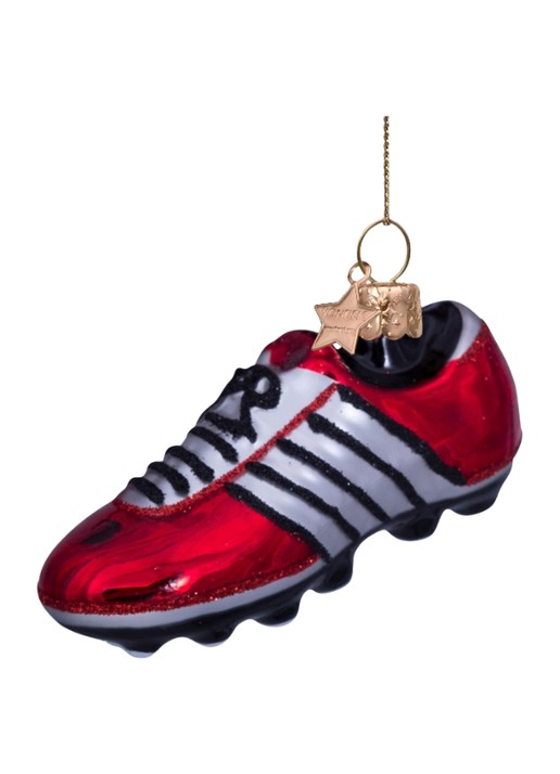 Vondels Voetbalschoen kersthanger 5 cm - detail 4 rood