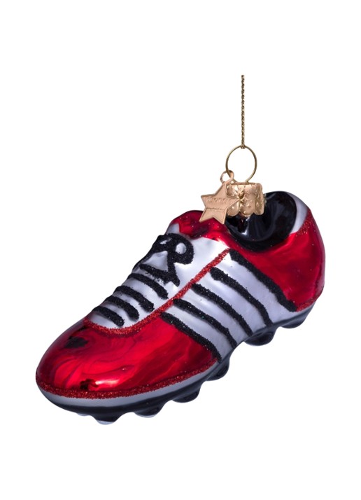 Vondels Voetbalschoen kersthanger 5 cm - detail 6 rood