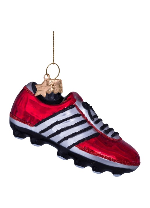 Vondels Voetbalschoen kersthanger 5 cm - voorkant 2 rood