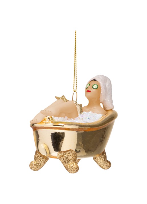 Vondels Vrouw in bad kersthanger 6 cm - detail 5 goud