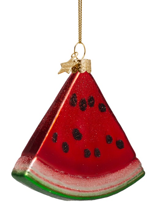Vondels Watermeloen schijf kersthanger 9,5 cm - detail 4 rood