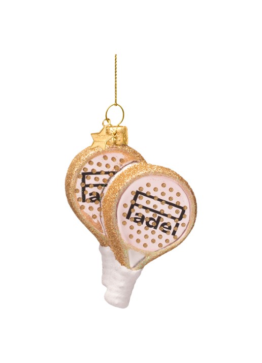 Vondels Zacht Roze Padelracket kersthanger 9 cm - achterkant 2 lichtroze