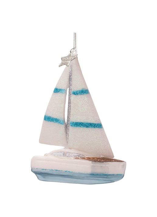 Vondels Zeilboot kersthanger 13 cm - achterkant 3 wit