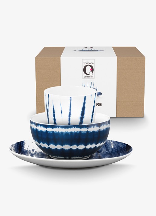 vtwonen Breakfast serviesset 3-delig - detail blauw