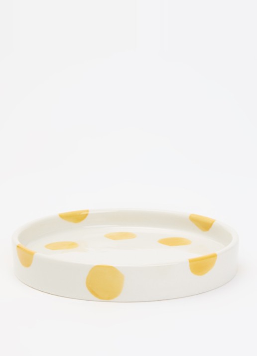 vtwonen Dots gebaksbordje 13 cm  - voorkant 2 geel
