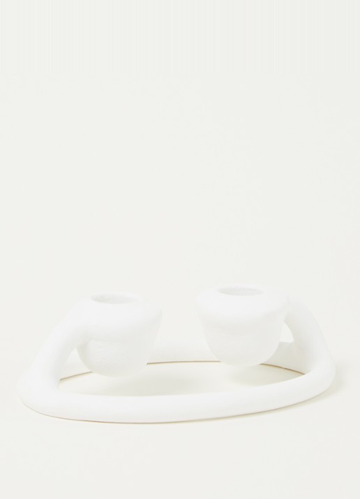 vtwonen Ecomix kandelaar 16 cm - voorkant 3 wit