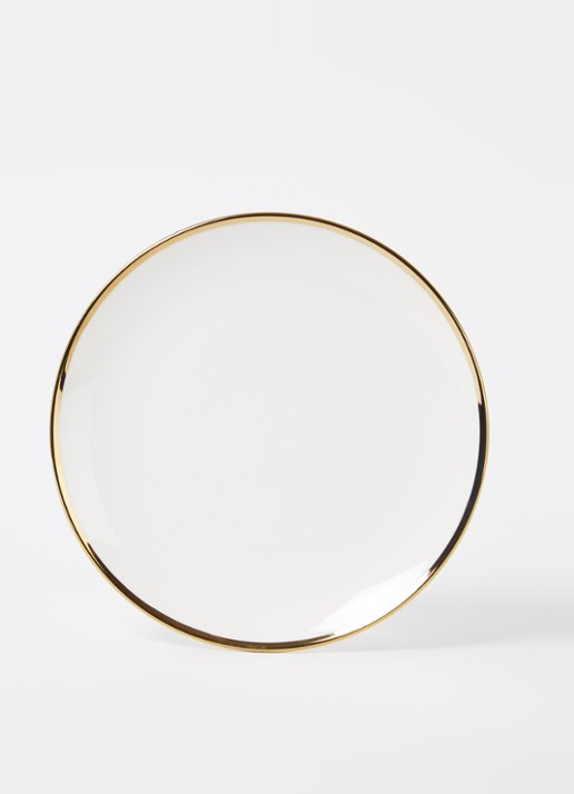 vtwonen Gold bord 20 cm - detail wit
