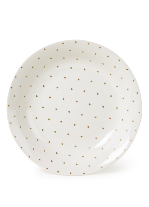 vtwonen Golden Hearts pastabord 25,5 cm  - voorkant 2 wit