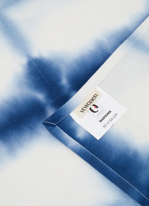 vtwonen Servetten met tie-dye dessin 50 x 50 cm - voorkant 2 blauw