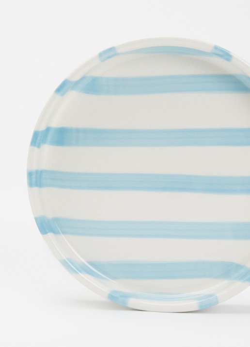 vtwonen Stripes gebaksbordje 13 cm  - detail lichtblauw