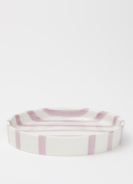 vtwonen Stripes gebaksbordje 13 cm  - voorkant 2 lila