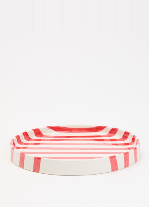vtwonen Stripes ontbijtbord 20 cm  - voorkant 2 rood