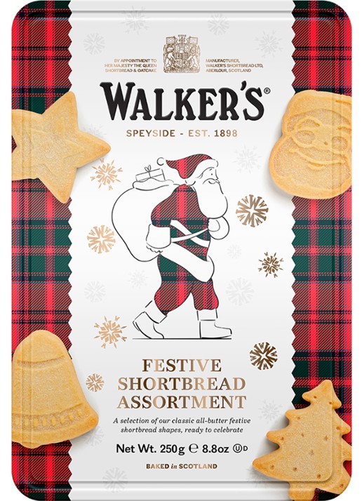 Walkers Festive roomboterzandkoekjes in blik 250 gram