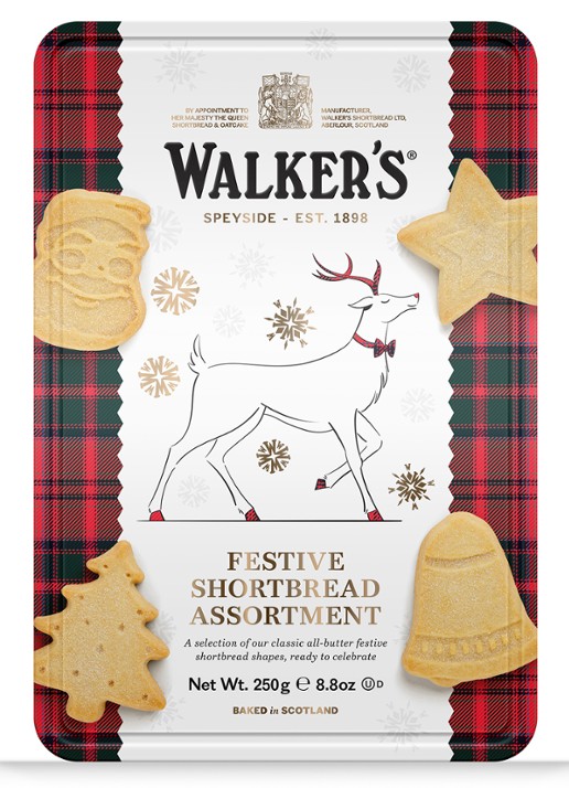 Walkers Rendier roomboterzandkoekjes in blik 250 gram
