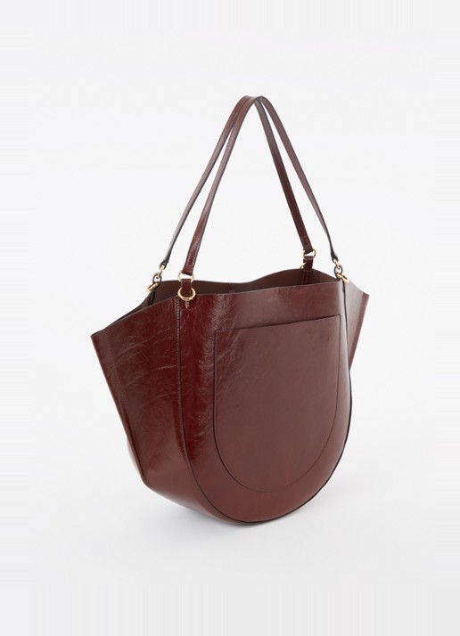 Wandler Mia shopper van kalfsleer - detail 4 kastanjebruin