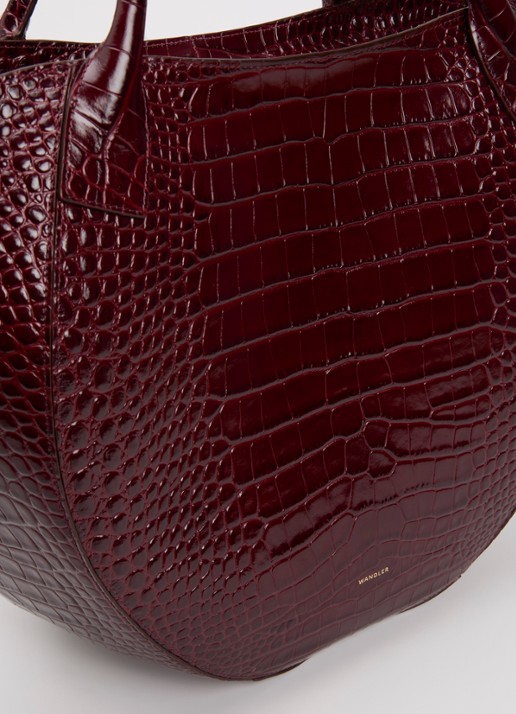 Wandler Mia shopper van leer met crocostructuur - detail 3 bordeauxrood