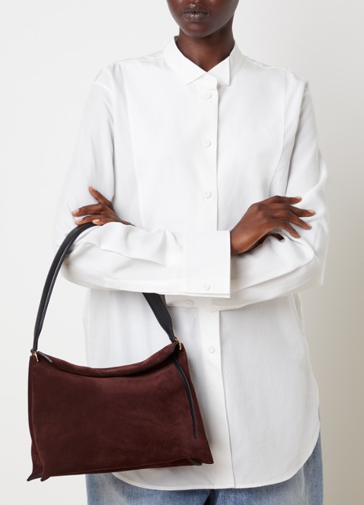Wandler Penelope Tote Small schoudertas van kalfssuède - voorkant 3 bordeauxrood