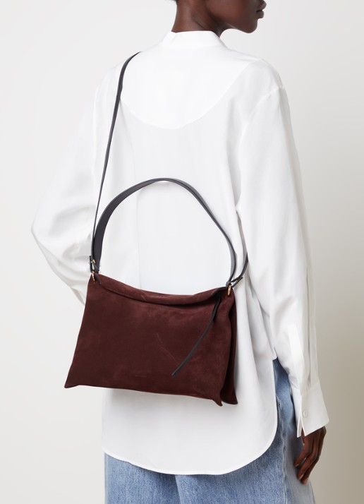 Wandler Penelope Tote Small schoudertas van kalfssuède - voorkant 4 bordeauxrood