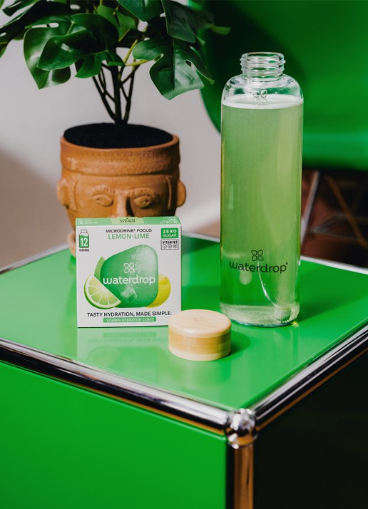 waterdrop Focus Microdrink Lemon-Lime smaaktablet 12 stuks  - detail groen