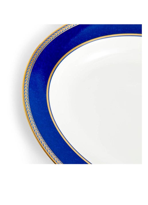 Wedgwood Renaissance Gold ovale serveerschaal 28 cm - voorkant 2 royalblauw