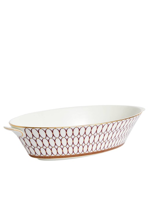 Wedgwood Renaissance Red saladeschaal 34 cm - detail rood