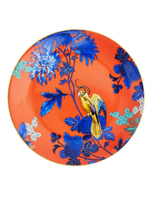 Wedgwood Wonderlust Golden Parrot ontbijtbord 20cm - detail 4 oranjerood