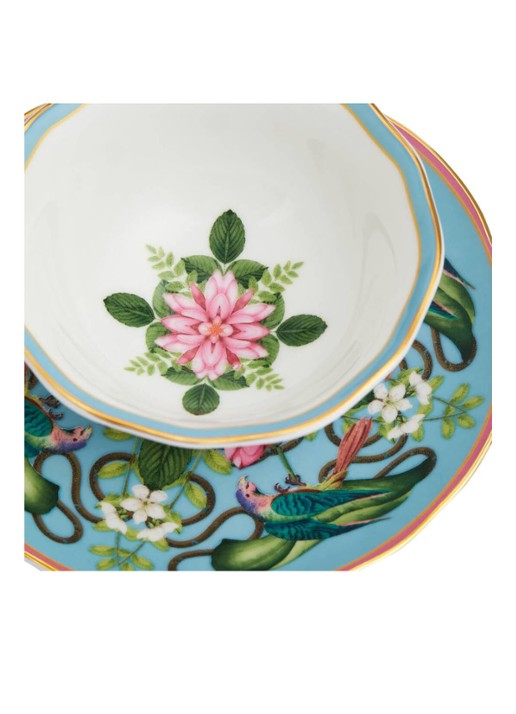 Wedgwood Wonderlust Menagerie kop en schotel 15 cl - achterkant lichtblauw