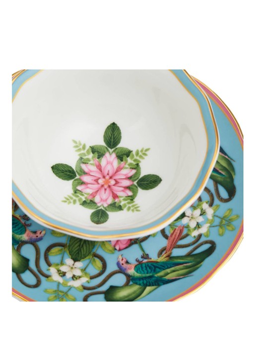 Wedgwood Wonderlust Menagerie kop en schotel 15 cl - voorkant 3 lichtblauw