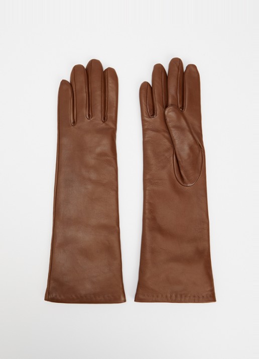 WEEKEND Max Mara Senape handschoenen van lamsleer - voorkant donkerbruin