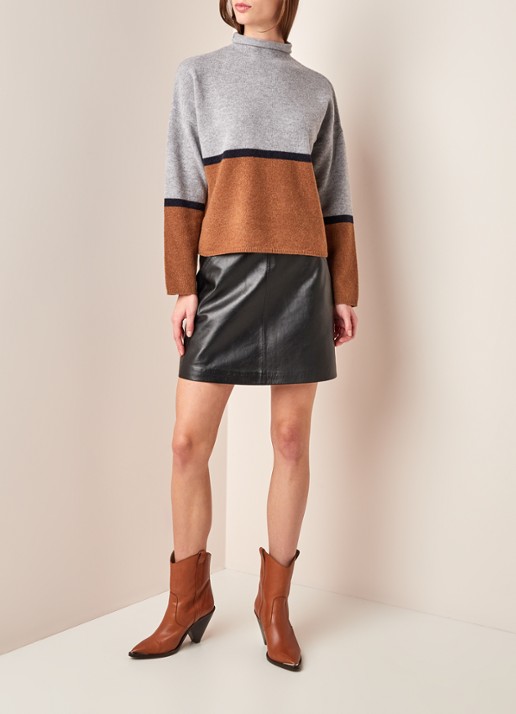 Whistles Aline minirok van leer  - voorkant 2 zwart