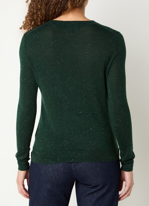 Whistles Annie fijngebreide pullover met lurex - achterkant donkergroen